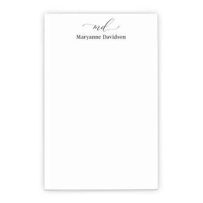 Modern Womens Monogrammed Notepad with Initials, Personalized Notepad with Name and Monogram Letter Writing Paper, Personalized Stationary Paper and Envelopes Set for Women, 5.5 x 8.5in, 50 Sheets