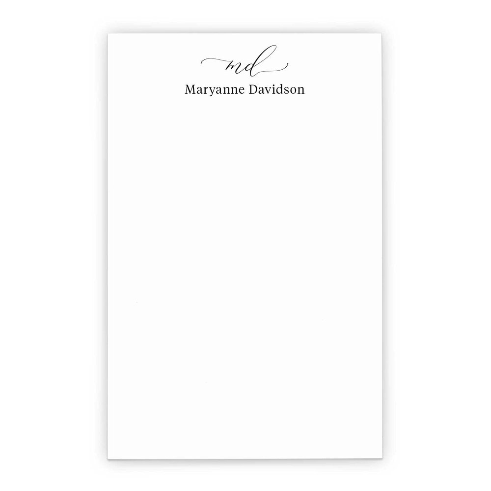 Modern Womens Monogrammed Notepad with Initials, Personalized Notepad with Name and Monogram Letter Writing Paper, Personalized Stationary Paper and Envelopes Set for Women, 5.5 x 8.5in, 50 Sheets