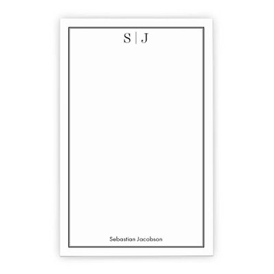 Initial Monogrammed Notepad for Men or Women, ONE Notepad Mens Monogrammed Notepad with Initials, Personalized Notepad Set for Women and Men, Monogrammed Letter Writing Paper, 5.5 x 8.5, 50 Sheets