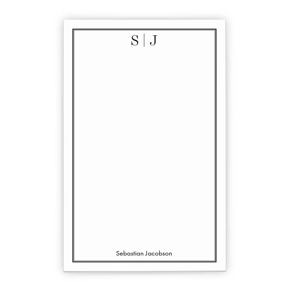 Initial Monogrammed Notepad for Men or Women, ONE Notepad Mens Monogrammed Notepad with Initials, Personalized Notepad Set for Women and Men, Monogrammed Letter Writing Paper, 5.5 x 8.5, 50 Sheets