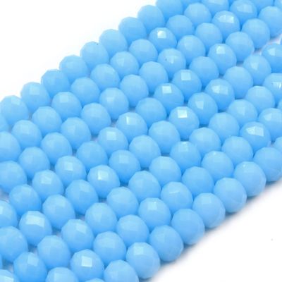 Chinese Crystal Beads | 10mm Faceted Rondelle Shaped Crystal Beads | Blue, Green, White Available - Sky Blue