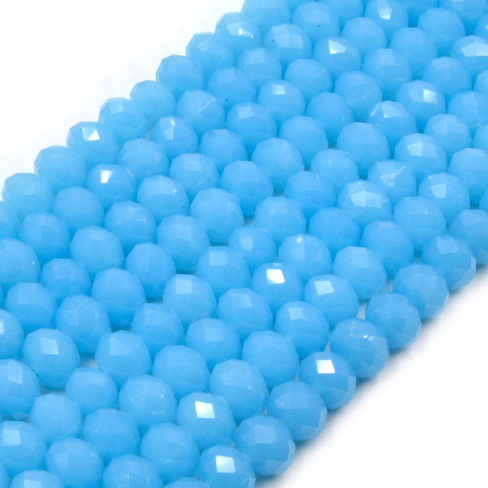 Chinese Crystal Beads | 10mm Faceted Rondelle Shaped Crystal Beads | Blue, Green, White Available - Robins Egg Blue