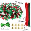 Hifunwu 1570 PCS Christmas Beaded Ornament Kit Plastic Tri-Shaped Beads with Pipe Cleaners for Christmas Craft Tree Hanging view 3