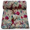 Sambhav Quilt Hub Voile Handblock Fabric for Floral Bird Cotton Sewing,Crafting, Dressmaking, Running Natural Dye Sanganeri Indian Floral Print Fabric by The Yard Width 44 Inches (Beige, 15 Yard) view 1
