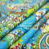 Voile Handblock Fabric for Floral Paisely Cotton Sewing,Crafting, Dressmaking, Running Natural Dye Sanganeri Indian Floral Print Fabric by The Yard Width 44 Inches (Turquoise, 10 Yard) view 1