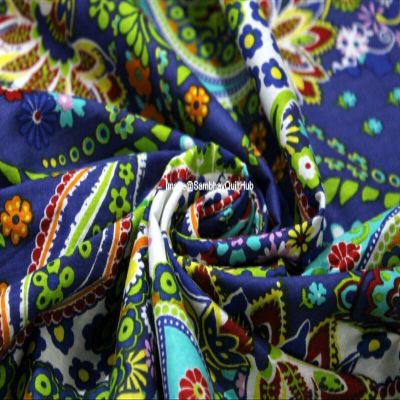 Sambhav Quilt Hub Voile Handblock Fabric for Floral Paisely Cotton Sewing,Crafting, Dressmaking, Running Natural Dye Sanganeri Indian Floral Print Fabric by The Yard Width 44 Inches (Blue, 20 Yard)