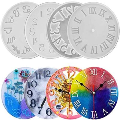 Kissnowy 4Pack of Clock Face Molds Silicone Mold By Resin Casting, for DIY Resin Crafts Home Wall Decoration 5.9 X 5.9inch