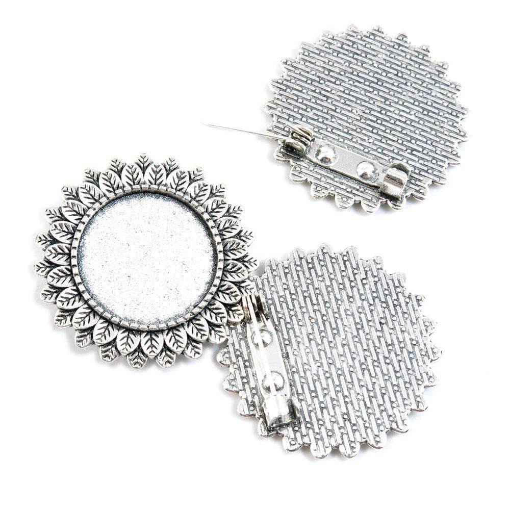 10 PCS Antique Silver Plated Jewelry Making Charms Supplies Crafting V1PK2E Pinback Brooch Cabochon Blank 20mm