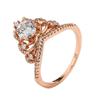 SixTwo Fashion Rose Gold Ring Pad Round Cut 5A Zircon CZ Charm Shiny Stacking Ring OL Personality Crown Pave Halo Wedding Promise Anniversary Bridal Band Engagement Ring for Women (8) view 1