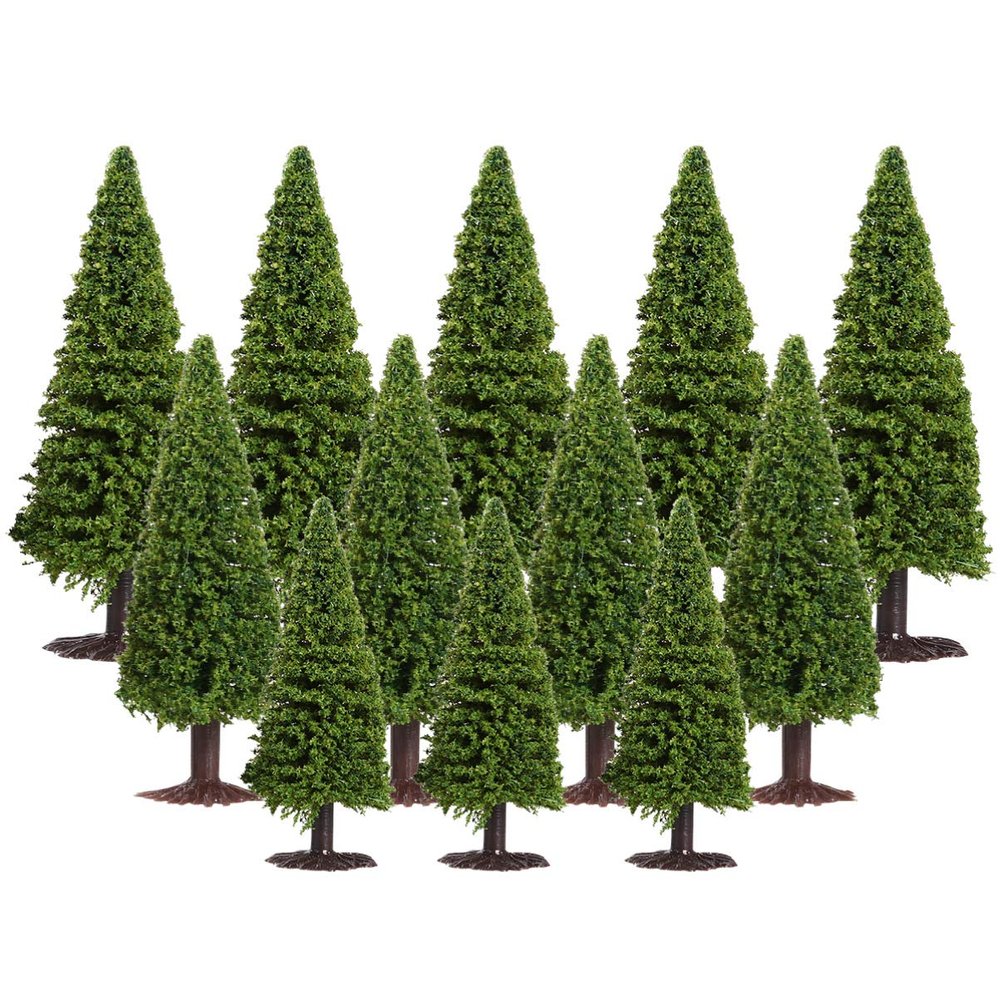 BESPORTBLE 15 Pcs Green Scenery Landscape Model Cedar Trees (5pcs 1:150, 5pcs 1:100, 5pcs 1:200)