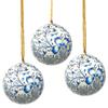 Global Crafts Paper Mache Ornaments - Blue Christmas Floral, Set of 3, Made in India view 1