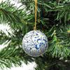 Global Crafts Paper Mache Ornaments - Blue Christmas Floral, Set of 3, Made in India view 3