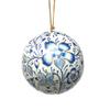 Global Crafts Paper Mache Ornaments - Blue Christmas Floral, Set of 3, Made in India view 4