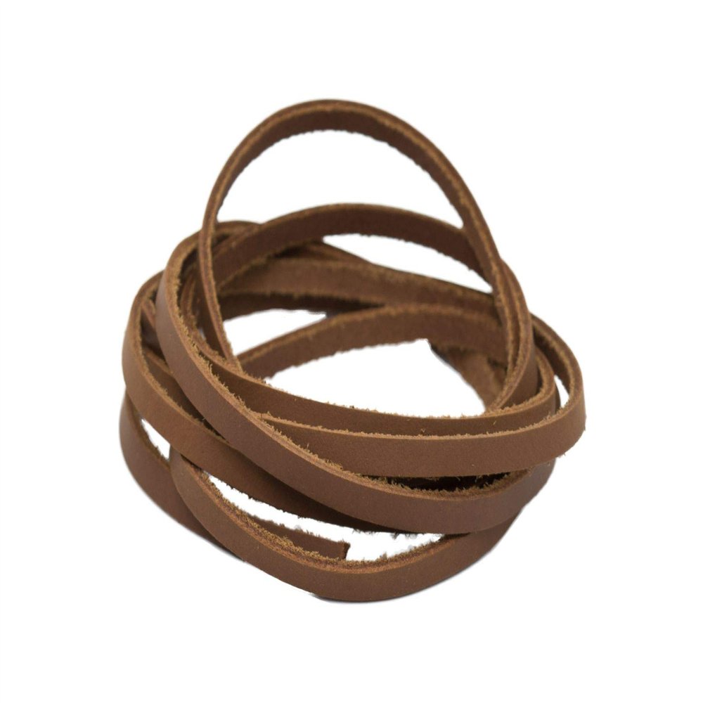 Walker and Hawkes Premium Cowhide Leather Strip Cord 1.9mm Thickness String, Continuous Length, for Crafts & DIY Projects, Orange - Width/4mm Length/10m