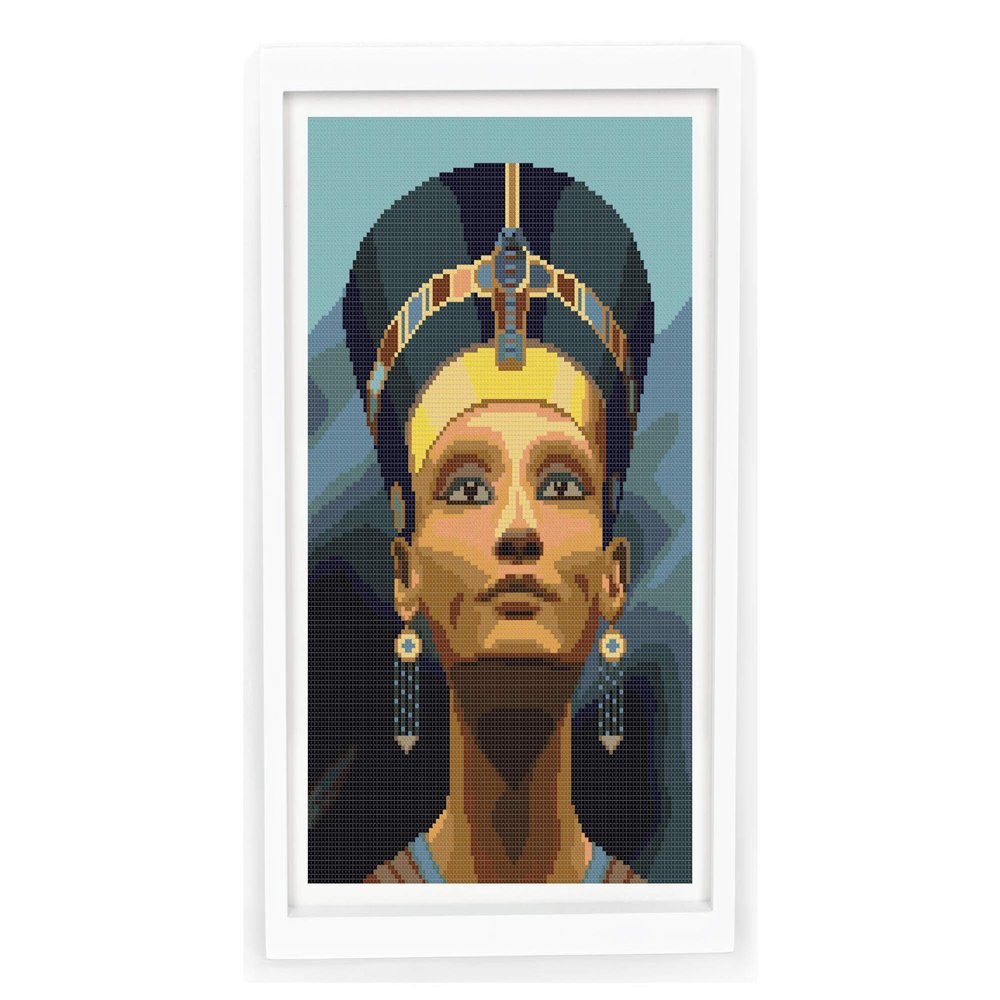 Cross Stitch Pattern Nefertiti PDF, Modern Counted Cute Easy Cross Stitch Chart for Beginners, Woman Egypt Cross Stitch Chart for Beginners, Materials are NOT Included!