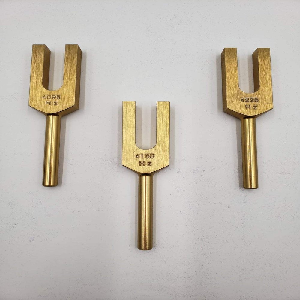 Yantra Gold Color Angel Crystal Tuning Forks - Gateway to Angelic Kingdom with Mallet and Velvet Pouch