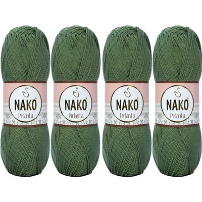 4Pack Nako Pirlanta Knitting Rope Each Skein(Ball) 3.53 Oz (100g) Amigurumi, Or Baby Yarn (Khaki 11253)