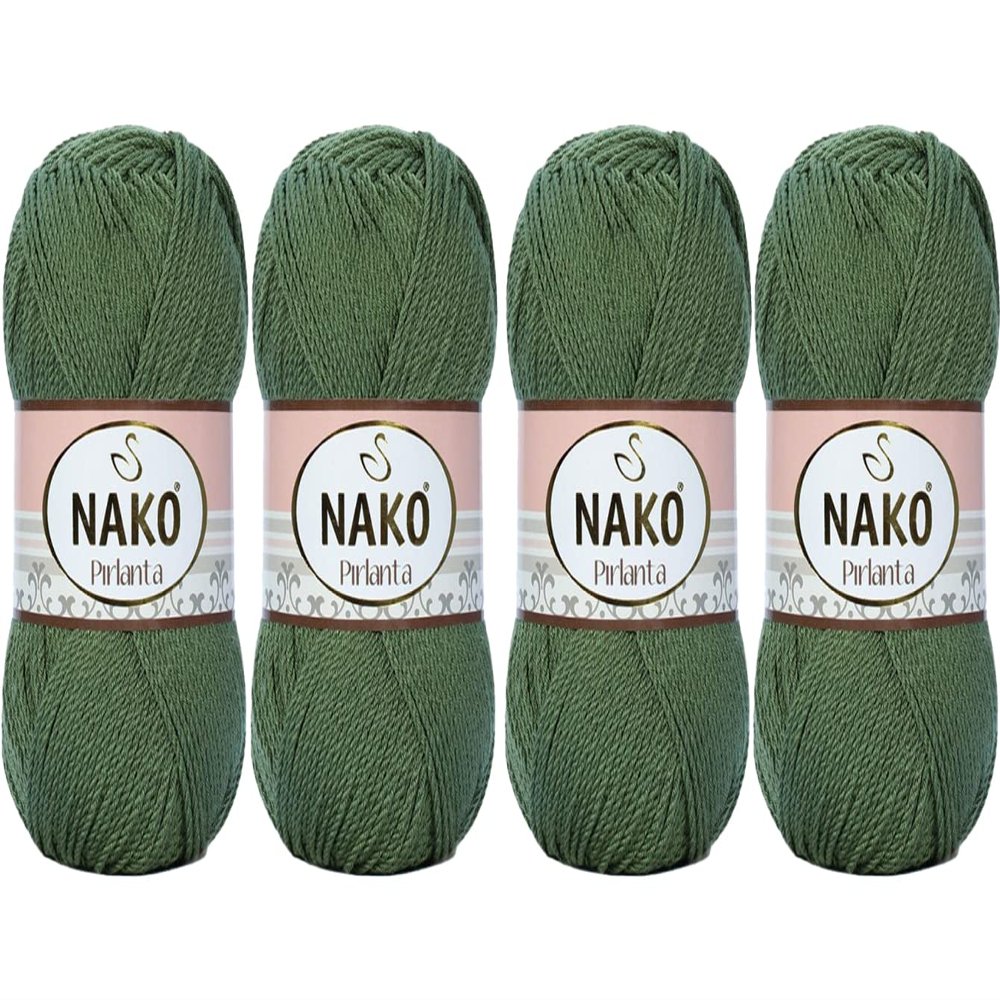4Pack Nako Pirlanta Knitting Rope Each Skein(Ball) 3.53 Oz (100g) Amigurumi, Or Baby Yarn (Khaki 11253)