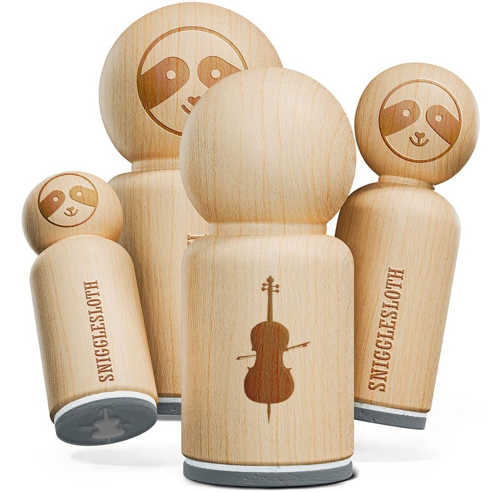Cello Music Instrument Silhouette Rubber Stamp for Stamping Crafting Planners - 1-1/4 Inch Large