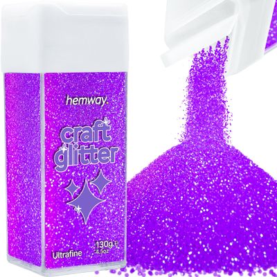 Hemway Craft Glitter Shaker 130g / 4.6oz Glitter for Arts, Crafts, Resin, Tumblers, Painting, Decoration, Festival - Ultrafine (1/128" 0.008" 0.2mm) - Fluorescent Purple