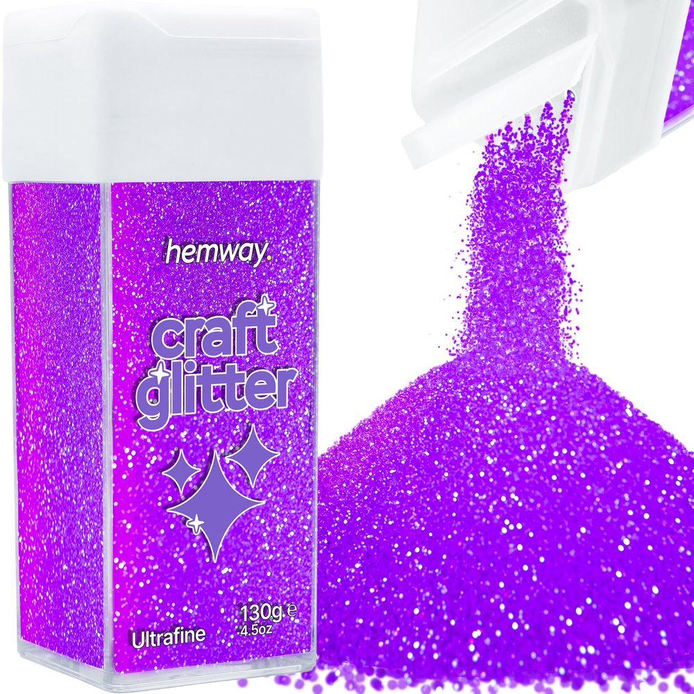 Hemway Craft Glitter Shaker 130g / 4.6oz Glitter for Arts, Crafts, Resin, Tumblers, Painting, Decoration, Festival - Ultrafine (1/128" 0.008" 0.2mm) - Fluorescent Purple
