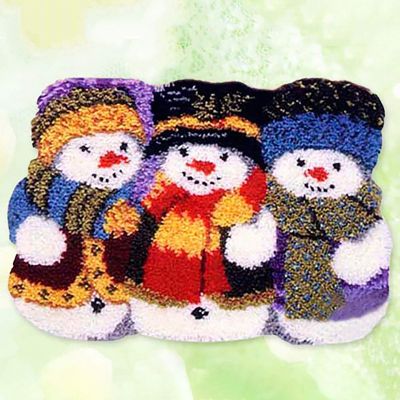 ZFFLYH DIY Rug Crochet Yarn Kits, Needlework Latch Hook Kit Christmas Printed Color Canvas Crafts Embroidery Crochet for Kids Adults Beginners, Snowman 52X38CM