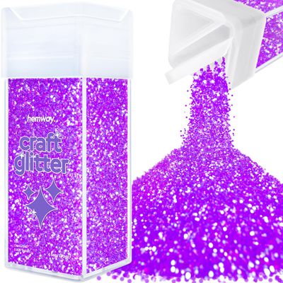Hemway Craft Glitter Shaker 130g / 4.6oz Glitter for Arts, Crafts, Resin, Tumblers, Painting, Decoration, Festival - Chunky (1/40" 0.025" 0.6mm) - Fluorescent Purple