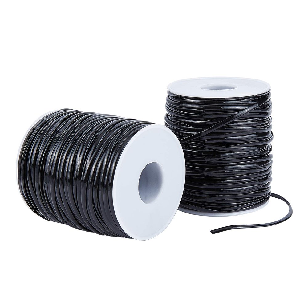 PandaHall 2 Rolls 100m/109 Yards Plastic Lacing Cord 2.3mm Lanyard String Beading Cords for Jewelry DIY Craft Bracelet Necklaces Making, Black