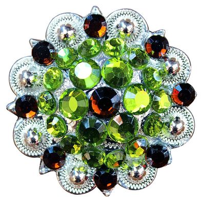 HILASON Set of 32 Western Screw Back Concho Green Brown Crystal Saddle Peridot and Smoked Topaz Color | Slotted Conchos