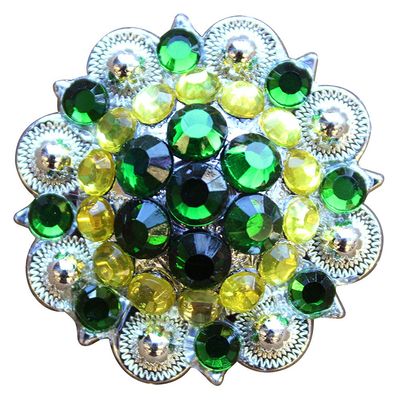 HILASON Set of 4 Western Screw Back Concho Green Crystal Saddle Cowgirl Olivine and Peridot Color | Slotted Conchos