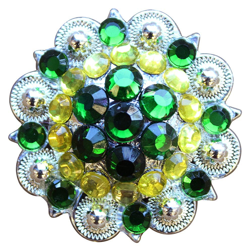 HILASON Set of 4 Western Screw Back Concho Green Crystal Saddle Cowgirl Olivine and Peridot Color | Slotted Conchos