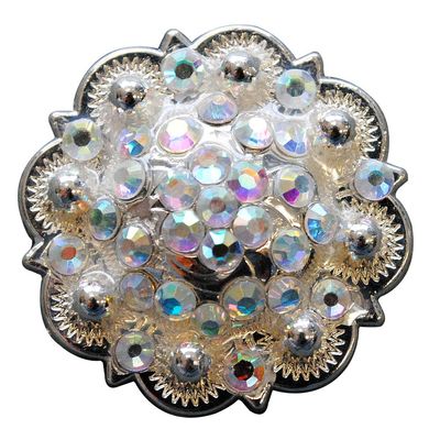 HILASON Set of 32 Western Screw Back Concho Crystals Breast Cancer Headstall Bling Cowgirl | Slotted Conchos
