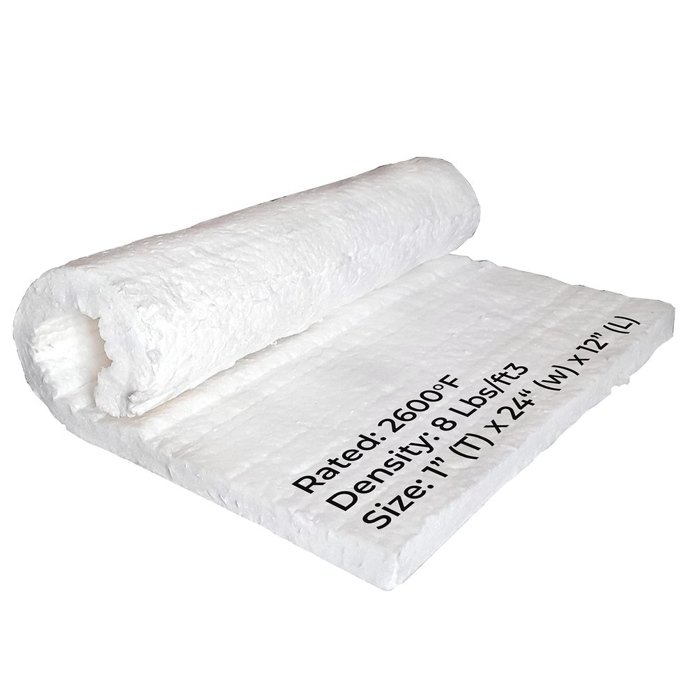SIMOND STORE Ceramic Fiber Insulation Blanket, 1" Thick x 24" x 12" 2600F #8 Fireproof Insulation for Fireplace, Wood Stove, Pizza Oven, Forge, Furnace, Kiln, Chimney, Boiler, Dishwasher, and More