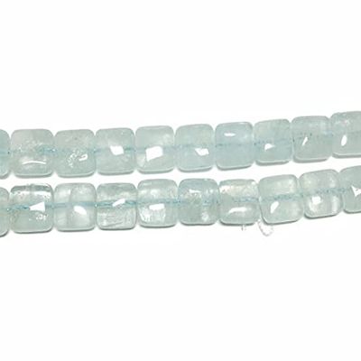 Beads Gemstone 1 Strand Natural 8 Inch Long Long Aquamarine Smooth flattened Squares. Approx. 8.25x8.25mm Code-HIGH-4293