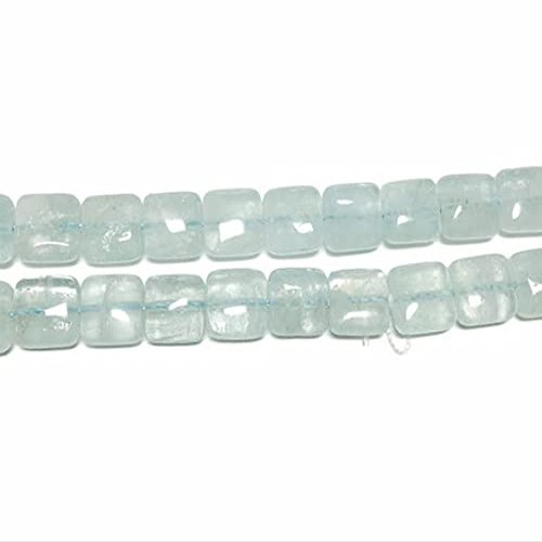 Beads Gemstone 1 Strand Natural 8 Inch Long Long Aquamarine Smooth flattened Squares. Approx. 8.25x8.25mm Code-HIGH-4293