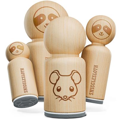Cute Mouse Face Rubber Stamp for Stamping Crafting Planners - 1-1/4 Inch Large