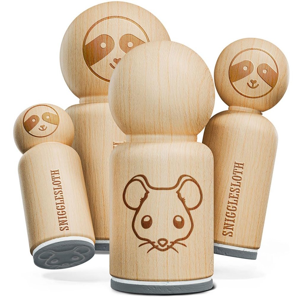 Cute Mouse Face Rubber Stamp for Stamping Crafting Planners - 1-1/4 Inch Large
