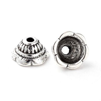 Craftdady 50Pcs Antique Silver Flower Bead Caps Tibetan Spacer Cone Beads Terminator End Caps Tassel Caps 8x5mm for Jewelry Craft Making