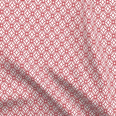 Fabric Trellis Red White Lattice Retro Printed on Petal Signature Cotton Fabric Fat Quarter - Sewing Quilting Apparel Crafts Decor