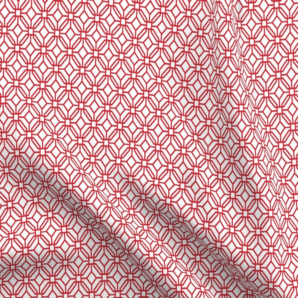 Fabric Trellis Red White Lattice Retro Printed on Petal Signature Cotton Fabric Fat Quarter - Sewing Quilting Apparel Crafts Decor