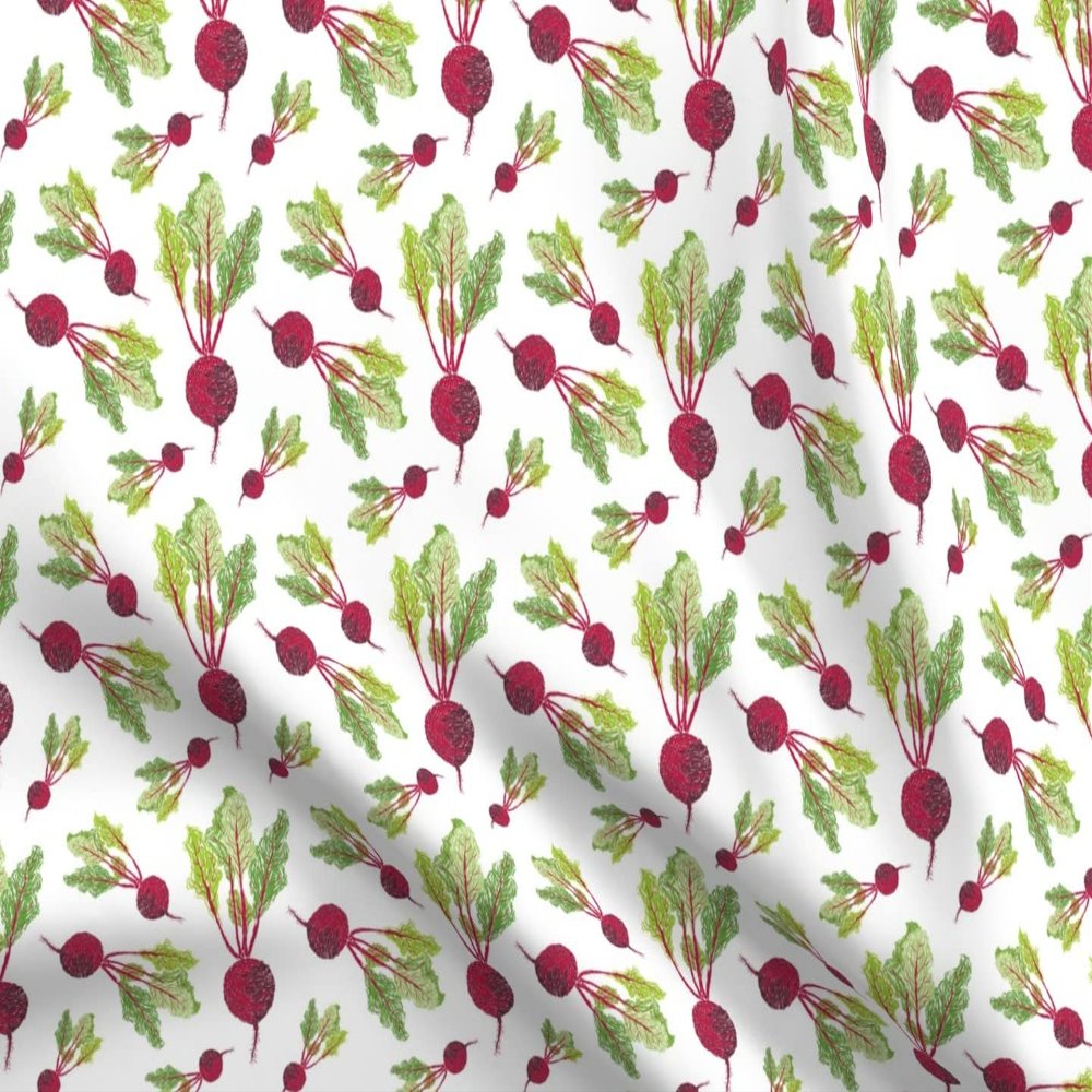 Spoonflower Fabric - Beet Radish White Vegetable Food Kitchen Cooking Veggies Chef Cook Printed on Petal Signature Cotton Fabric Fat Quarter - Sewing Quilting Apparel Crafts Decor