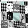Spoonflower Fabric - Lineman Patchwork Dark Mint Plaid Bucket Truck Little Arrow Power Kids Printed on Organic Cotton Sateen Fabric Fat Quarter - Sewing Quilting Apparel Home Decor view 4