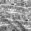 Spoonflower Fabric - West New York City Black White Line Drawing Sketch Trees Printed on Organic Cotton Sateen Fabric Fat Quarter - Sewing Quilting Apparel Home Decor view 1