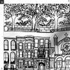 Spoonflower Fabric - West New York City Black White Line Drawing Sketch Trees Printed on Organic Cotton Sateen Fabric Fat Quarter - Sewing Quilting Apparel Home Decor view 3