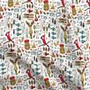 Spoonflower Fabric - Winter Adventure White Bird Moose Fish Alpine Ski Tree Mountains Printed on Organic Cotton Sateen Fabric Fat Quarter - Sewing Quilting Apparel Home Decor view 1