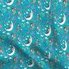 Fabric Mermaid Lullaby Teal Small Ocean Girl Moon Seahorse Printed on Organic Cotton Sateen Fabric Fat Quarter - Sewing Quilting Apparel Home Decor view 1