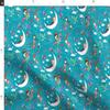 Fabric Mermaid Lullaby Teal Small Ocean Girl Moon Seahorse Printed on Organic Cotton Sateen Fabric Fat Quarter - Sewing Quilting Apparel Home Decor view 4