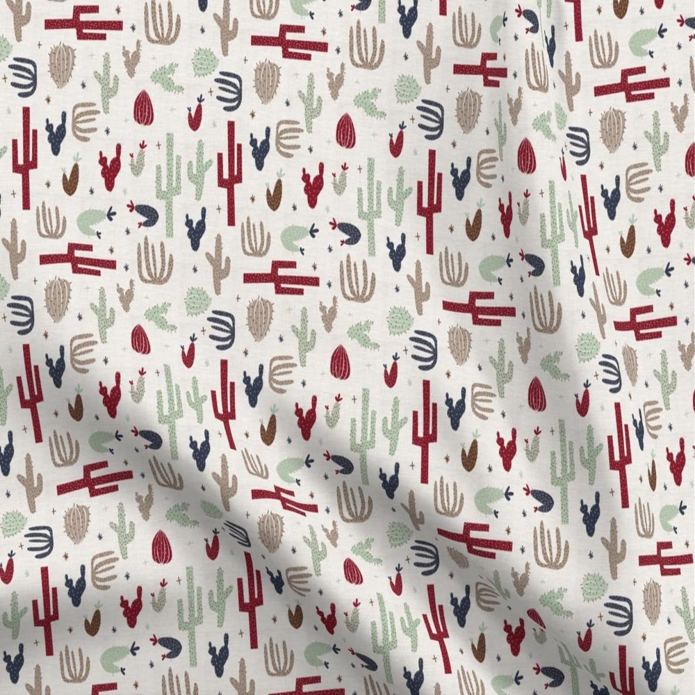 Spoonflower Fabric - Southwest Cactus Succulent Cacti Nature Desert Printed on Organic Cotton Sateen Fabric Fat Quarter - Sewing Quilting Apparel Home Decor