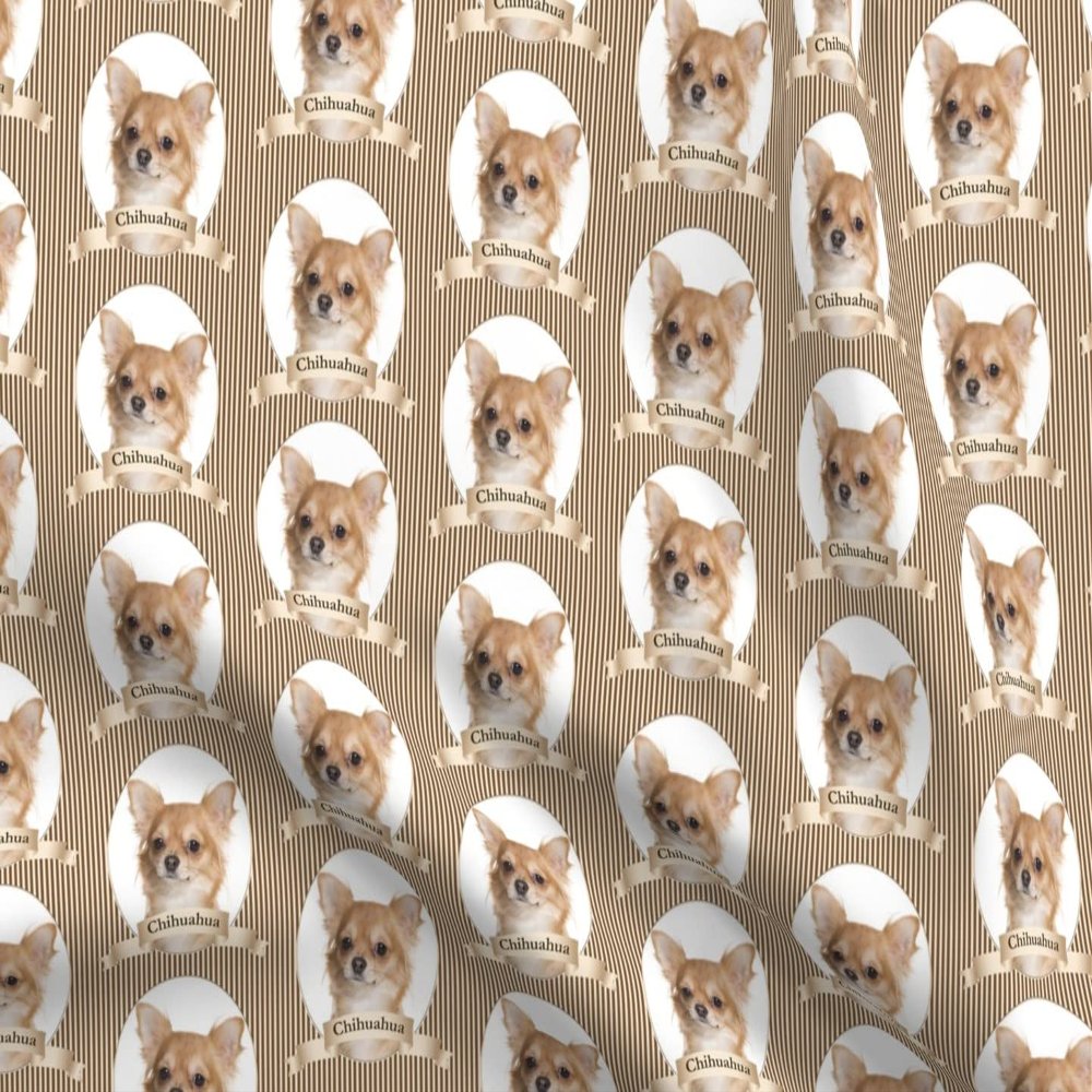 Spoonflower Fabric - Chihuahua Dog Pet Animal Portrait Printed on Organic Cotton Sateen Fabric Fat Quarter - Sewing Quilting Apparel Home Decor