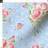 Spoonflower Fabric - Blue Polka Dots Floral Spring Bunnies Rose Roses Flowers Shabby Chic Printed on Organic Cotton Sateen Fabric Fat Quarter - Sewing Quilting Apparel Home Decor view 3